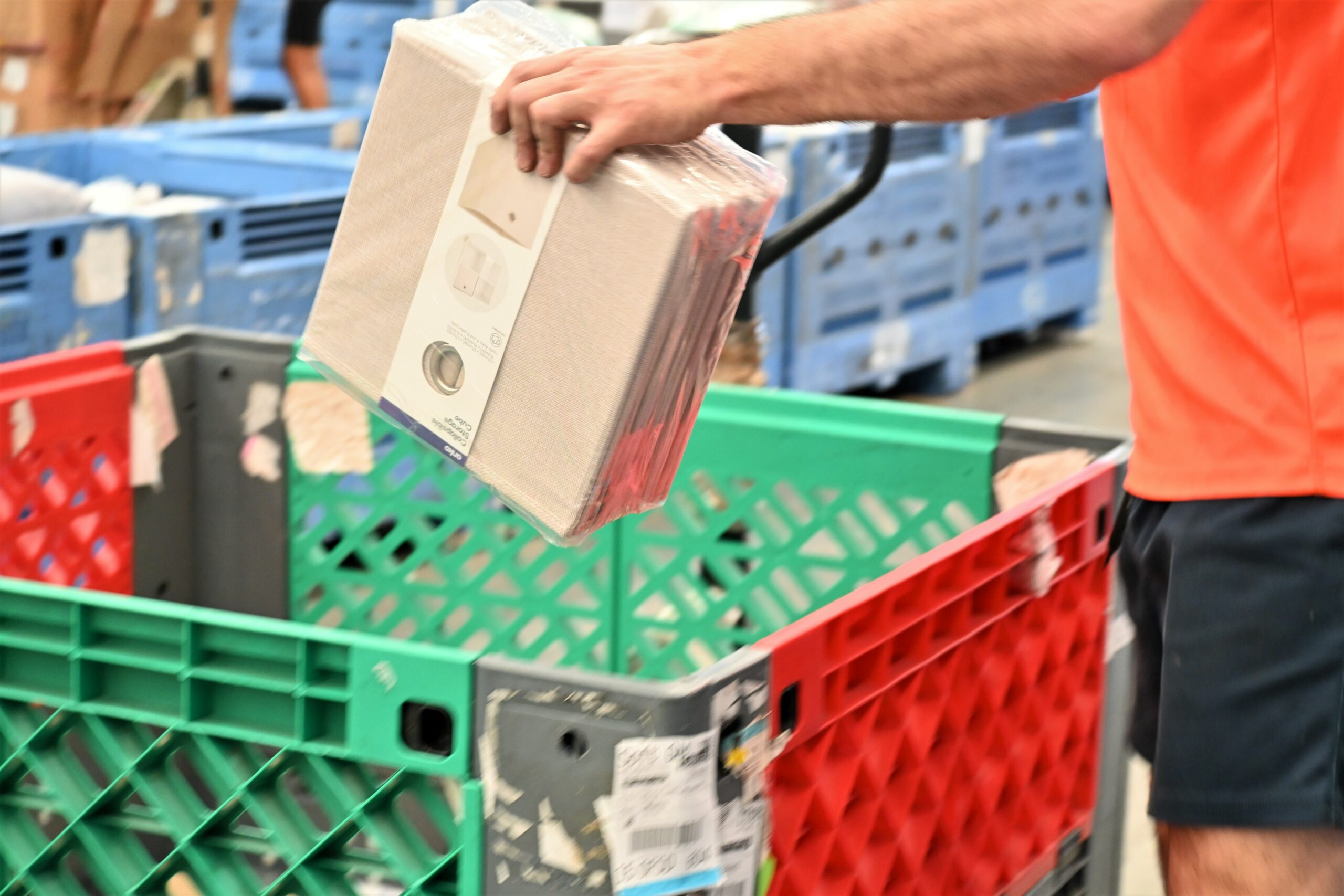 Man sorting products